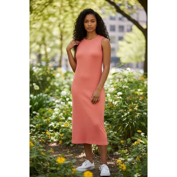 Pink Ribbed Dress By Nine West Size Large - Picture 7 of 7